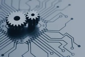 Optimale Arbeitsbedingungen Zahnrad auf Platine